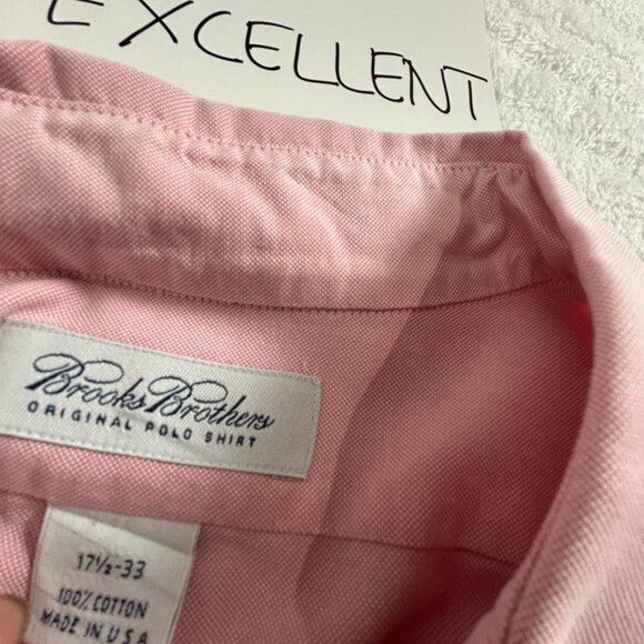 Brooks Brothers Mens Pink Cotton Button-Down Dress Shirt 17 1/2-33 Long Sleeve - Picture 3 of 7